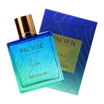 Rayhaan Pacific Aura - Citrus, Aromatic, Mint, Amber, Fresh - Eau de Parfum Spray for Men, 3.4 Ounce / 100 ml