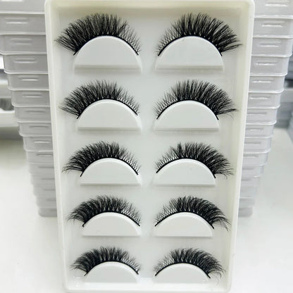 5/7 Pairs Soft Natural 3D Mink False Eyelashes Cat Eye Elongated Winged Lashes Faux Cils Make Up Beauty Tools Wholesale