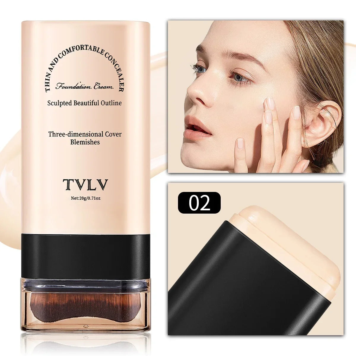 TVLV eraser foundation make-up stick 20g,with brush to brighten skin liquid foundation,non-marking,long-lasting makeup concealer