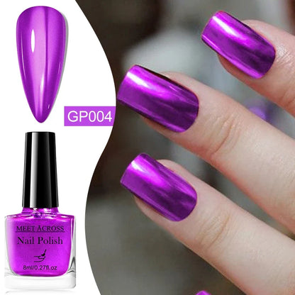 8ml Metallic Nail Polish Mirror Effect Fast Drying Long-Lasting Nails Art Polish DIY No Need Lamp Cure Manicure Nail Supplies