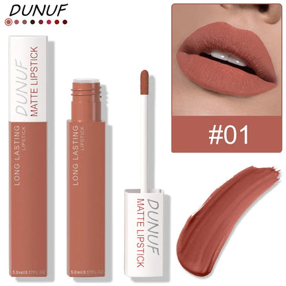 Non Stick Cup Liquid Lipstick Dark Purple Long Lasting Lip Gloss Matte Velvet Finish Resistant To Fading Waterproof Lip Cosmetic