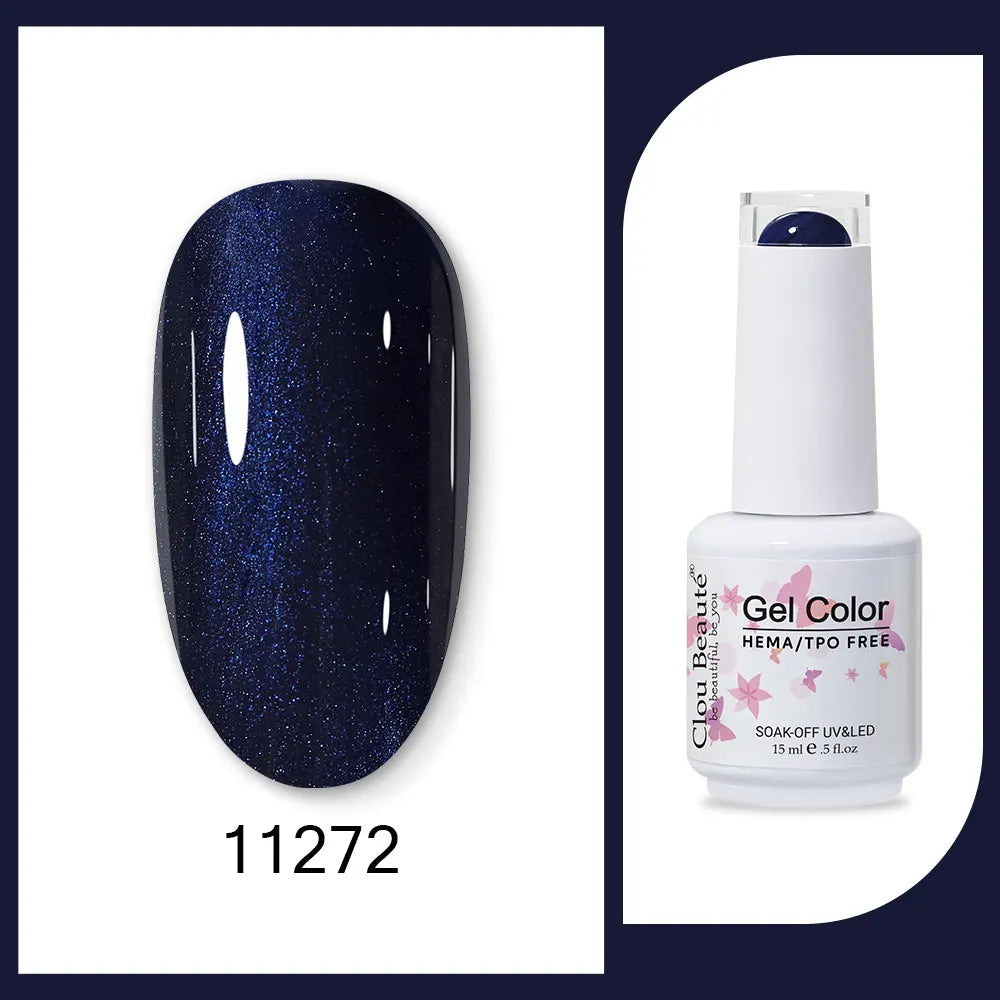 Clou Beaute 15ml Red Black White Green Neon Gel Nail Polish Base Top Coat Velvet Top 400 Colors Semi Permanent Gel Nail Varnish