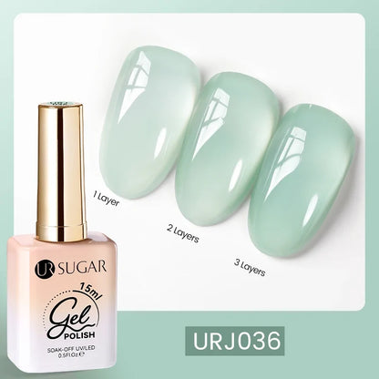 UR SUGAR 15ml Fiber Rubber Base Gel Upgrade Broken Nail Repaired Fiberglass Clear Quick Building UV Construction Gel Soak Off