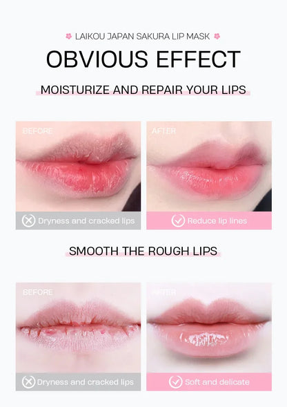 LAIKOU Cherry Blossom Lip Balm Moisturizing Lipstick Base Makeup,Gentle & Nourishing Autumn & Winter Lip Skincare Lip Mask 8g
