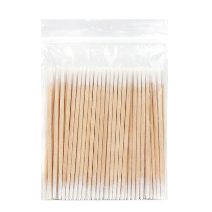 Disposable Ultra-small Double-end Wood Cotton  Swab 100pcs Lint Free Micro Brushes Eyelash Extension Glue Removing Tools