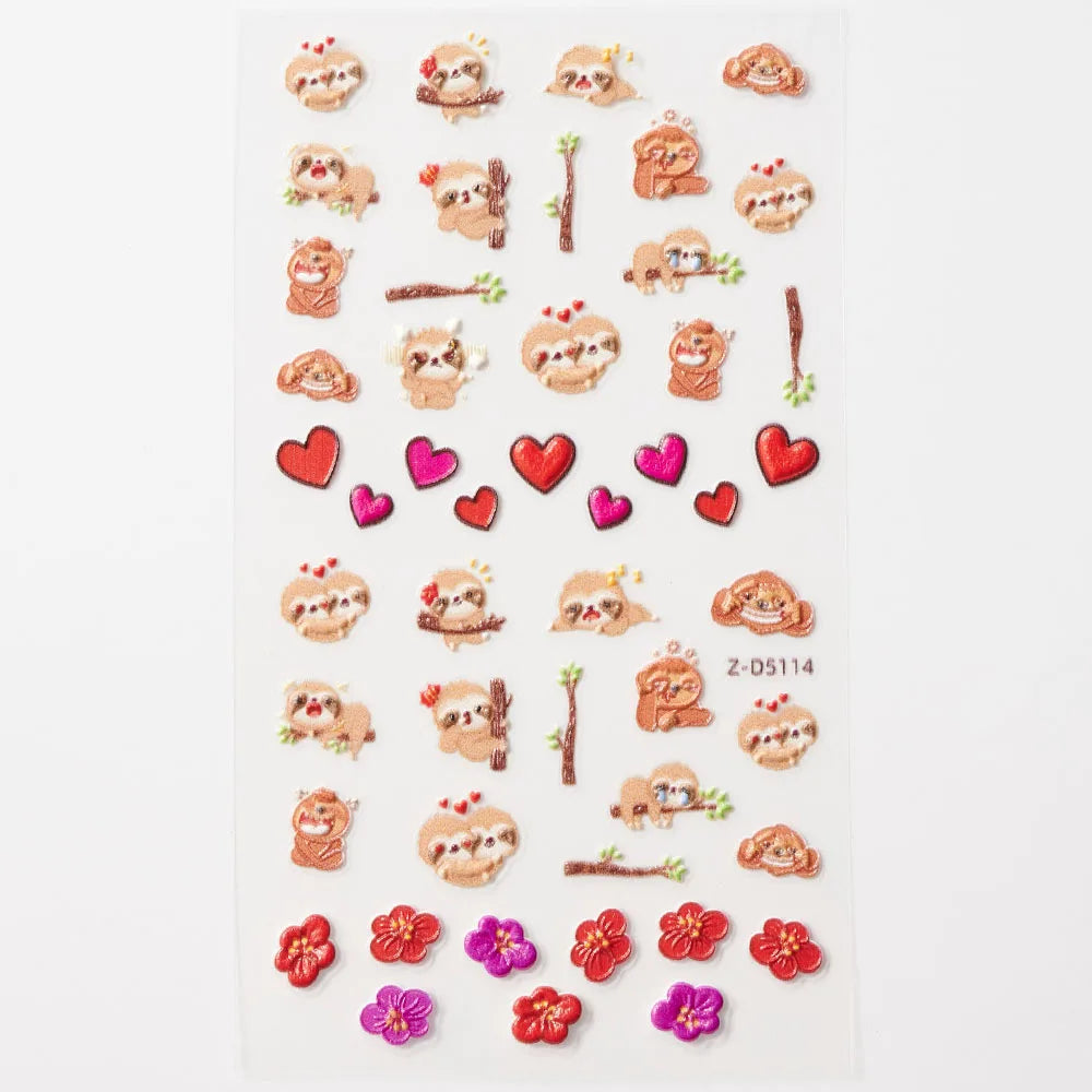 Lovely Cat Nail Decals 3D Animal Cartoon Dog Scrawl Relief Self Adhesive Nail Art Stickers Cute Puppy Kitty Y2K Nails Decoration