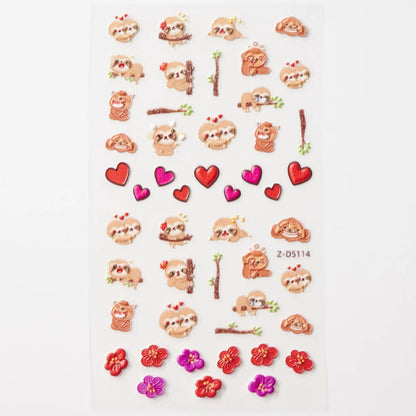 Lovely Cat Nail Decals 3D Animal Cartoon Dog Scrawl Relief Self Adhesive Nail Art Stickers Cute Puppy Kitty Y2K Nails Decoration