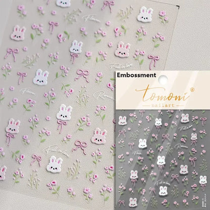 1pcs 5D Japanese Kawaii Bear Nail Art Stickers Brown Cartoon Animals Self-Adhesive Nail Decoration Decals DIY Slider Accessories