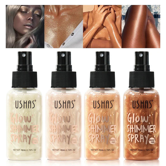 USHAS 4 Color Body Liquid Highlighter Facial Contour Brightening Makeup Long Lasting Sequin Illuminating Moisturizing Highlight