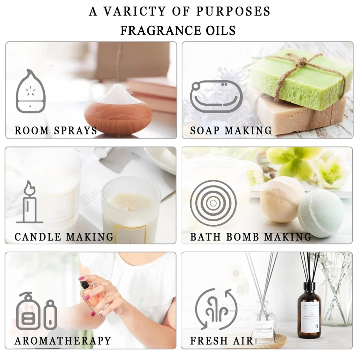 PHATOIL 100ml Fragrance Oil Coconut & Vanilla Bubble Gum Sea Breeze White Musk Aroma Fragrance Oils For Candles Soap Making