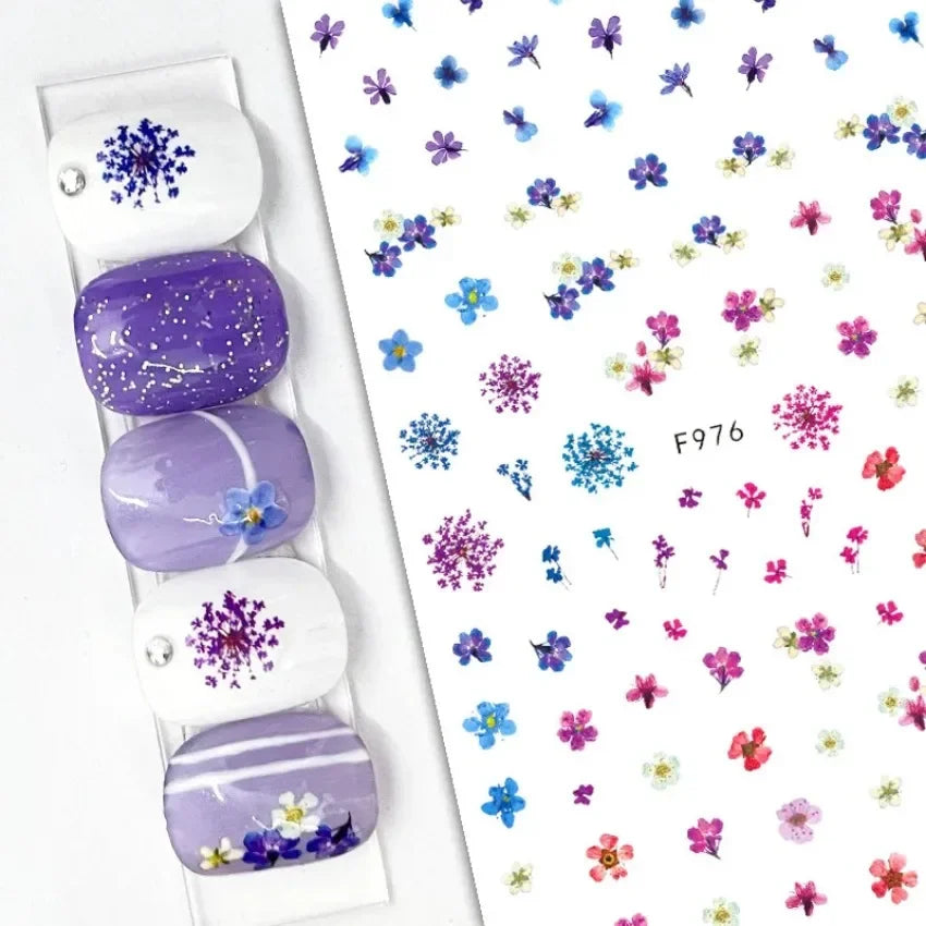 Elegant Butterfly Nail Manicure Stickers Blue Butterflies Leopard Retro Flowers Adhesive Decal Wedding Charm Manicure Tips