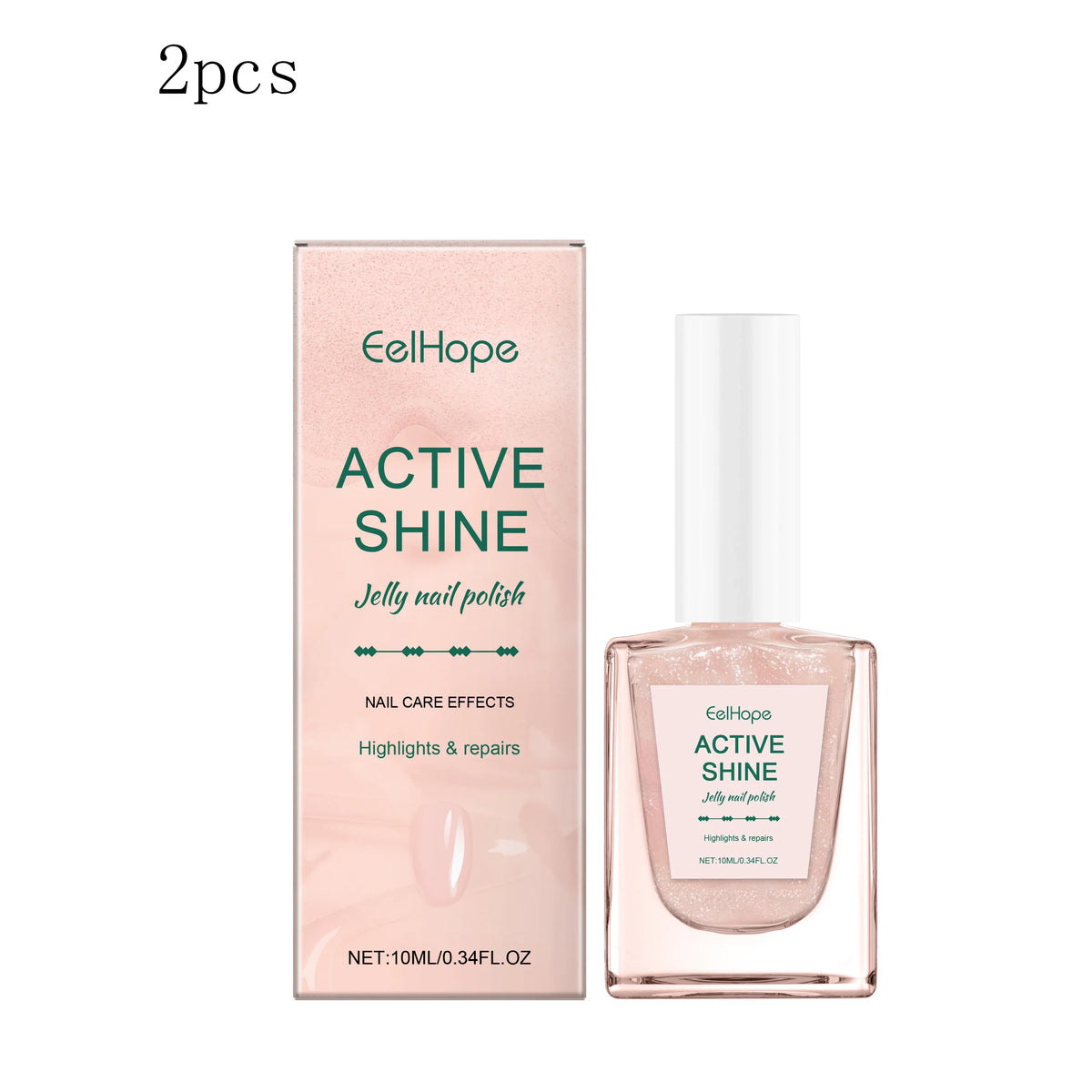 Jelly Nail Polish - Transparent Pink Water-Based Nail Polish, Autumn & Winter Shade, Skin-Whitening, Fine Glitter, Girly Pink