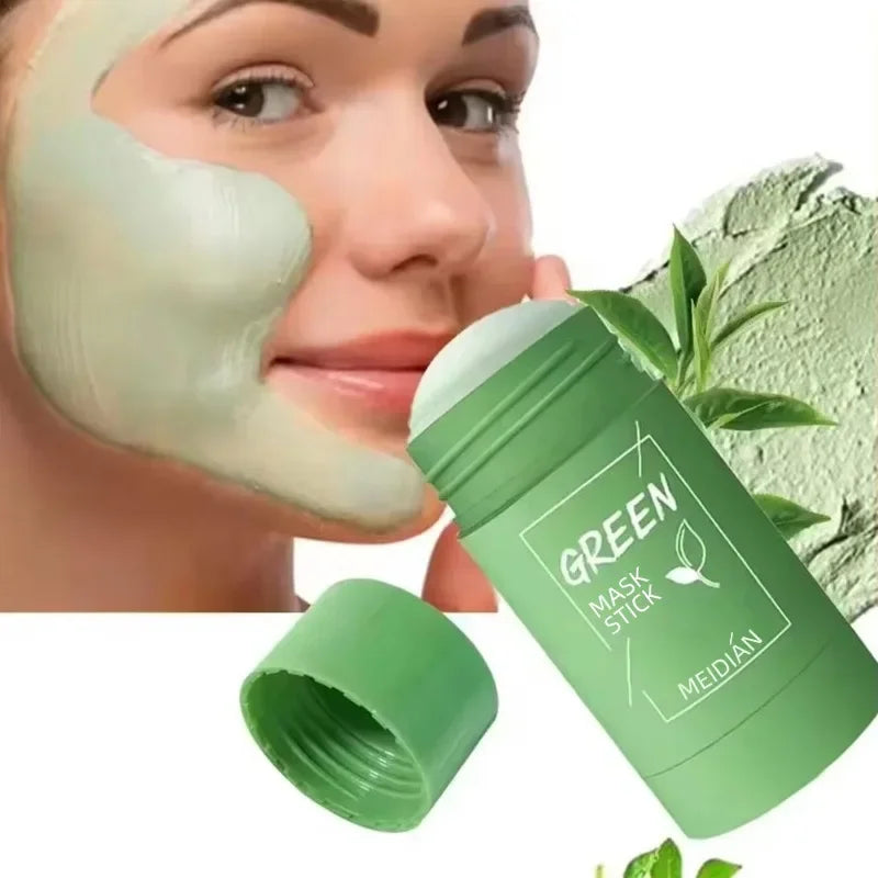 Green Tea Eggplant Solid Mask Deep Cleansing Oil Control Balance Antioxidan Shrink Pores Remove Blackheads Refreshing  Mud Mask