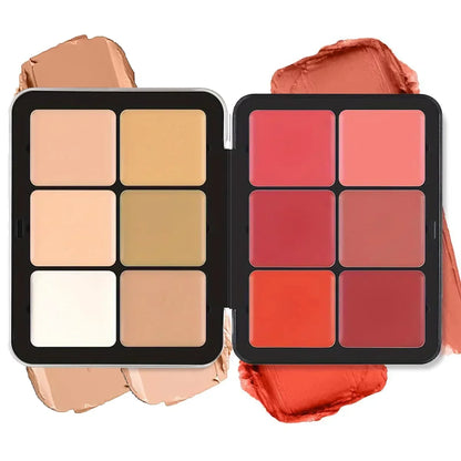 12-Color Concealer Blush & Contour Palette - Matte Cream All-in-One