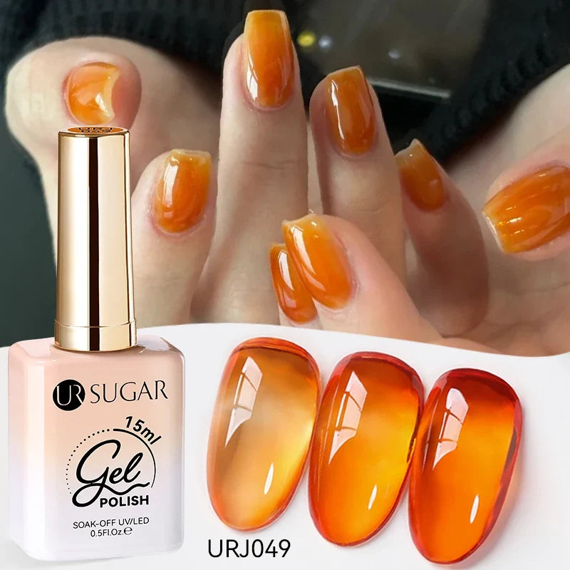 UR SUGAR 15ml Jelly Milky White Translucent Color Gel Polish Semi Permanent UV Gel Nail Art Soak Off Gel Varnish Latest Fashion