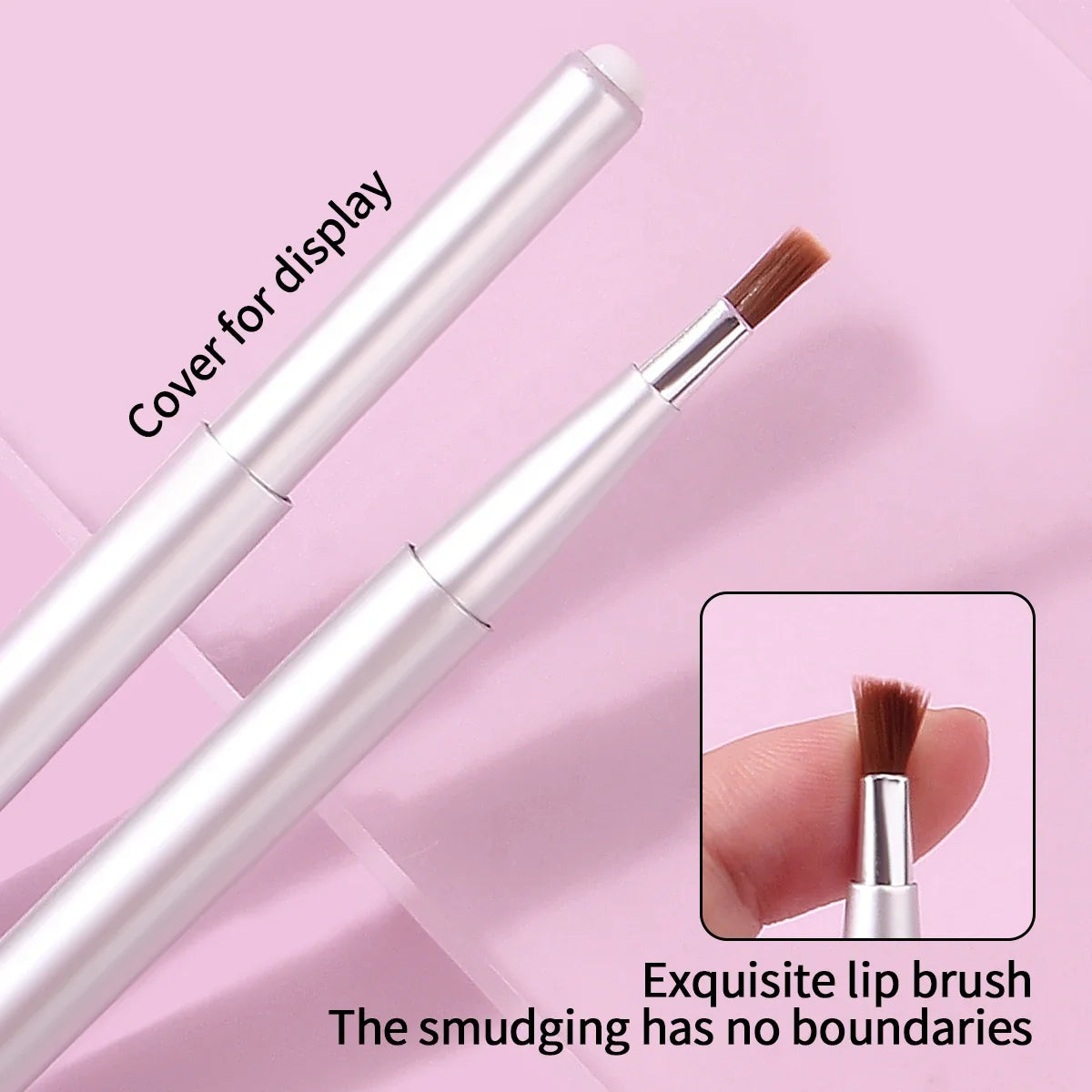 2pcs fashion telescopic lip brush lipstick brush telescopic portable round head dye cover makeup artist professional lip liner