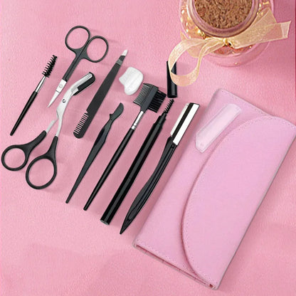 8pcs Professional Stainless Steel Eyebrow Trimming Tool Set Eyebrow Comb Eye Brow Tweezers Cutter Multi Functional Makeup Tools
