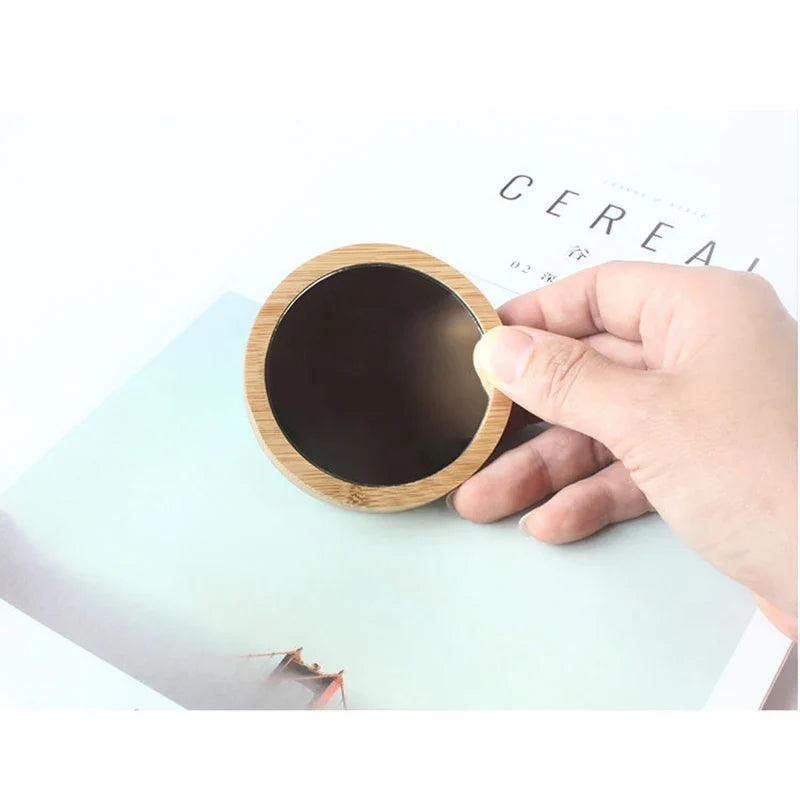 1Pc Pure Wood Cosmetic Mirror Portable Mirror Round Cosmetic Mirror Pocket Compact Mirror for Travel Accessories Beauty Tool