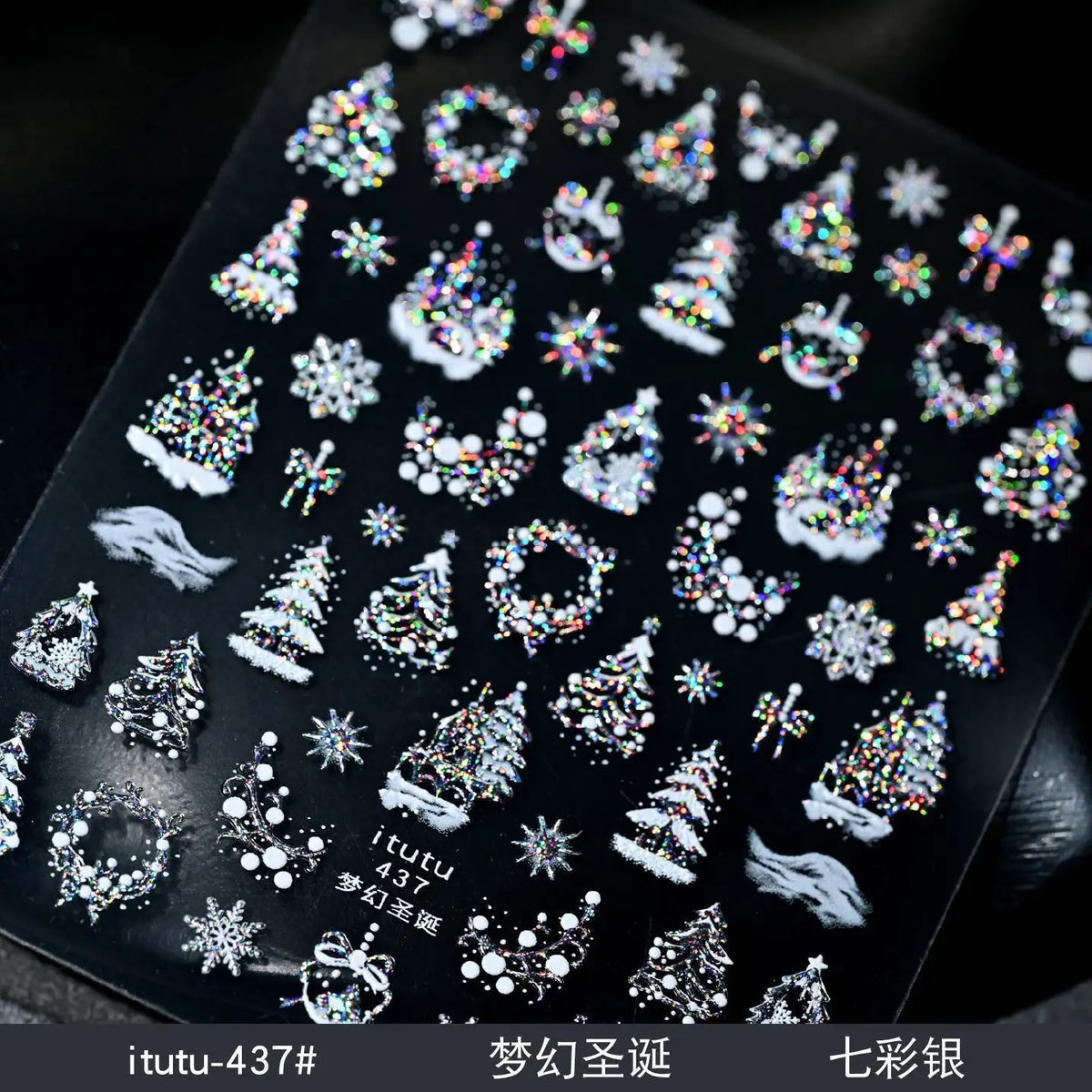 Christmas Nail Stickers Snowflake Nail Art Stickers Metal Silver Self-Adhesive Nail Decals ChristmasTree Winter Manicure Sliders