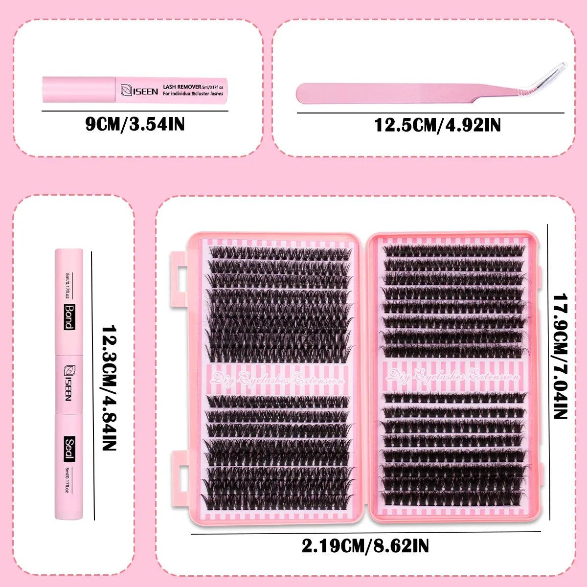 Eyelash Cluster DIY Eyelash Extension Kit with Tweezers Bond and Seal Reusable Single Eyelashes Festival Gift Eye Makeup