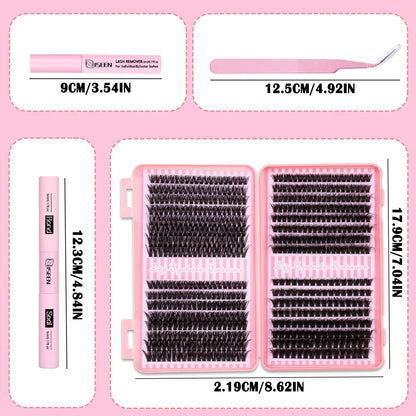 Eyelash Cluster DIY Eyelash Extension Kit with Tweezers Bond and Seal Reusable Single Eyelashes Festival Gift Eye Makeup
