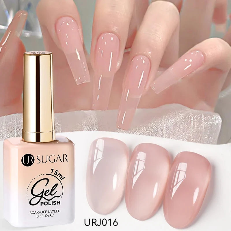 UR SUGAR 15ml Jelly Milky White Translucent Color Gel Polish Semi Permanent UV Gel Nail Art Soak Off Gel Varnish Latest Fashion