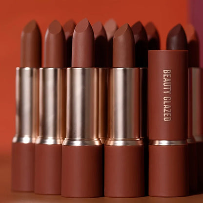 Barely Matte Cocoa Lipstick Creamy Texture Nourishing Care Long Lasting Waterproof  All Skin Types Brown Hue Matte Lipstick