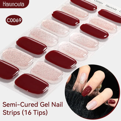 Gradient Auroras Semi Cured Gel Nail Strips Sparkly Shinning DIY Gel Polish Stickers for Nails Works with UV/LED Nail Lamps