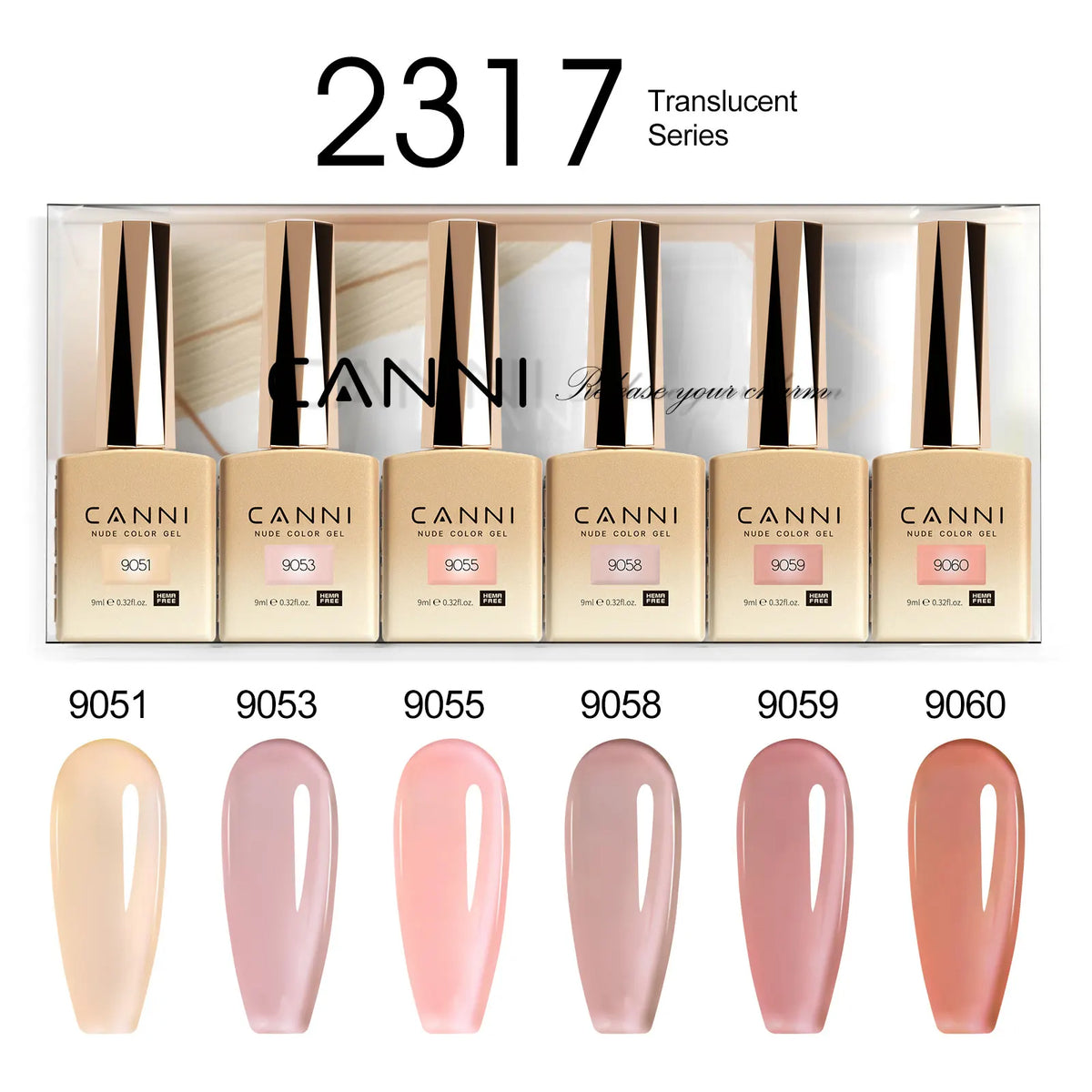6pcs*9ml CANNI Nail Gel Polish Kit HEMA FREE Jade Jelly Nude Jelly Pink VIP Kit Christmas Gift French Nail Design Natural Color