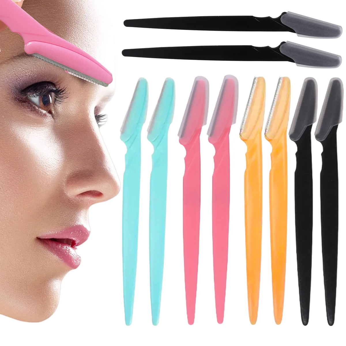10/40Pcs Eyebrow Trimmer Face Blade Shaver Portable Eye Brow Epilation Hair Removal Safety Eyebrow Cutting Woman Makeup Tools