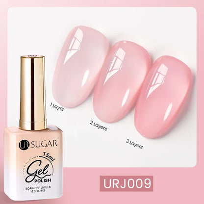 UR SUGAR 15ml Fiber Rubber Base Gel Upgrade Broken Nail Repaired Fiberglass Clear Quick Building UV Construction Gel Soak Off