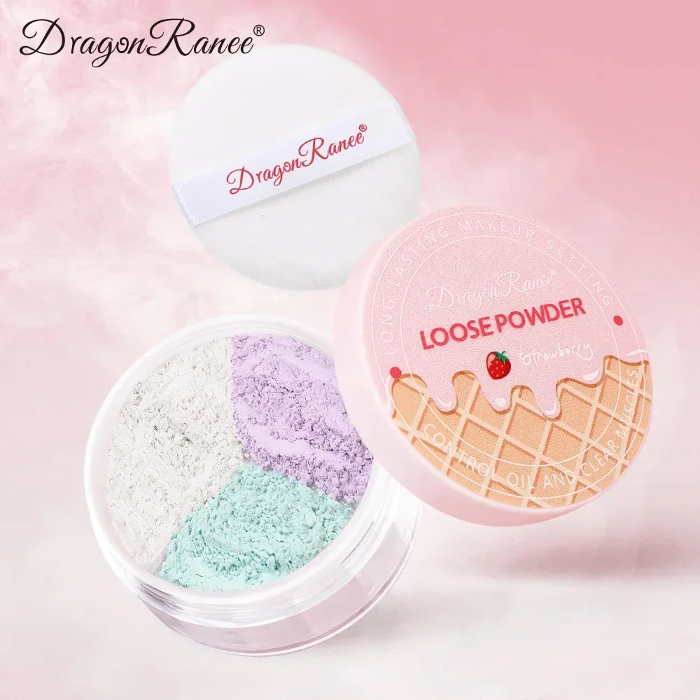 3Color Matte Face Loose Powder Waterproof Oil Control Facial Makeup Powder Natural Smooth Pearlescent Setting Powder Brightening