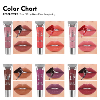 Tear-Off Lip Glaze 6 Colors Peel-Off Liquid Lipstick Waterproof Long Lasting Moisturizing Matte Red Lip Gloss Beauty Cosmetics