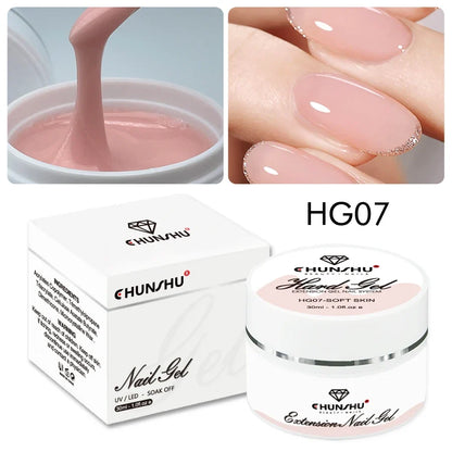 30ML Hard Gel For Nail Extension Milky White Builder Constructor Gel Self Leveling Reinforcement Nail Gels Camouflage Manicure
