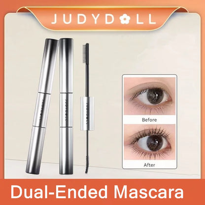 Judydoll Dual-Ended Mascara Waterproof Volumizing Curling Lengthening - Smudge Proof Fiber Brush, 2-in-1 Clump-Free Formula