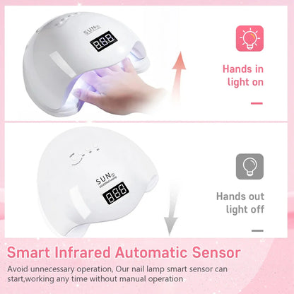 SUN5 UV LED Nail Lamp 48W Nail Dryer For Curing Gel Nail Polish With 4 Timer Automatic Sensor LCD Display Professional Nail Lamp