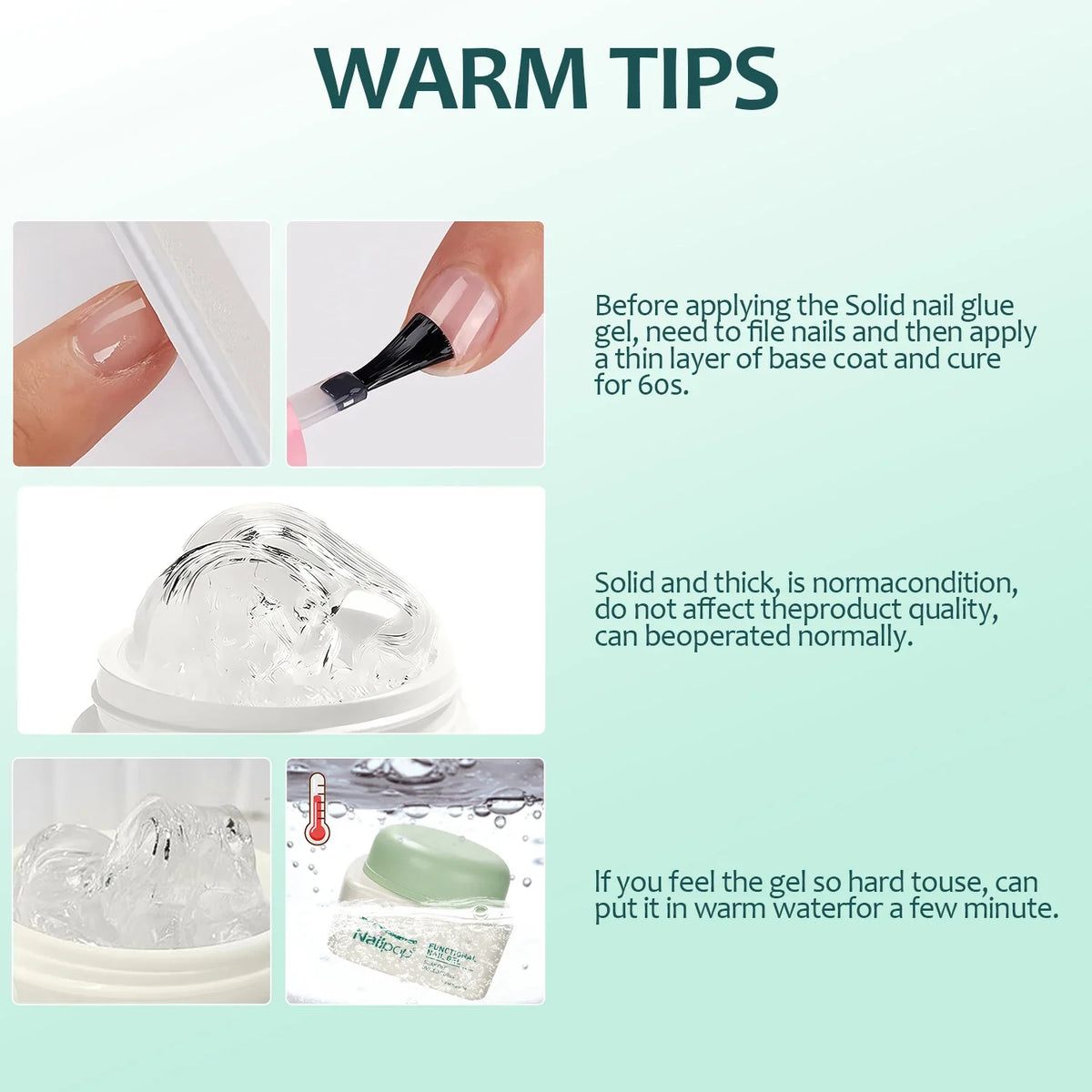 Nailpop Solid Nail Gel Glue for Press On Nails Strong Adhesive Clear Gel Tip Adhesive UV Gel Long-Lasting No Damage 20g (1/3pcs)