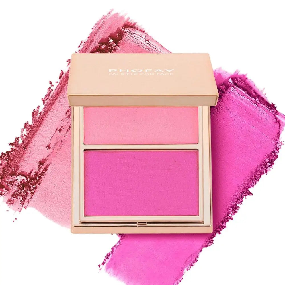 Contour Blush Natural Matte Dual Color Cream Powder Blush Long Lasting Pigmented Face Sculpting Beauty Natural Makeup Palette
