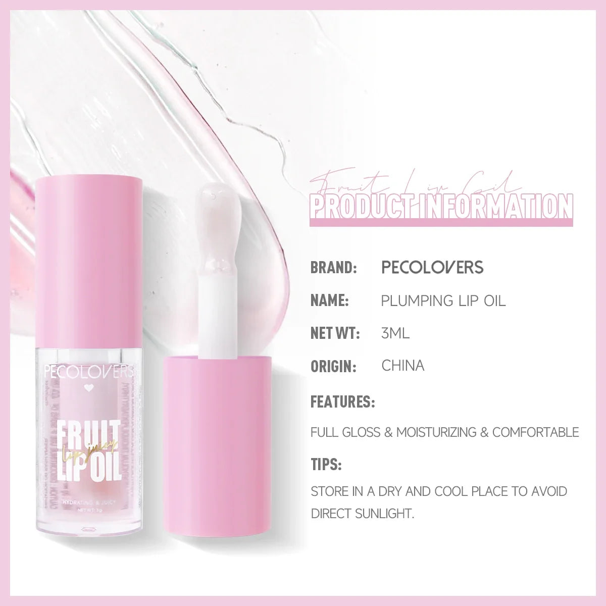 Glitter Plumping Lip Gloss Jelly Strawberry Moisturizer Fruit Lip Oil Transparent Fullness Lip Tint Gel Soft Tube Makeup LipCare