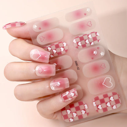 14Tips DIY Baking-Free Nail Stickers Shining 3D Rhinestone Self-Adhesive Nail Strips Full Cover Nail Decoration Decal