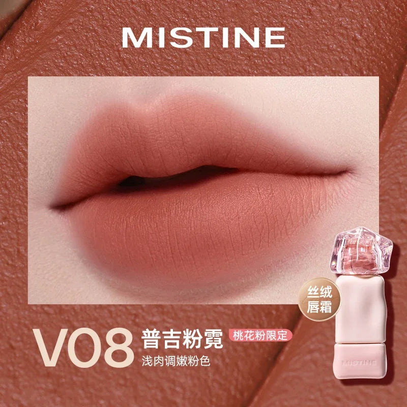 Mistine Lipstick Nude Long Wear Lip Creamy Korean Makeup Matte Lip Glaze Mirror Gloss Lip Jelly Long Lasting 2.9g