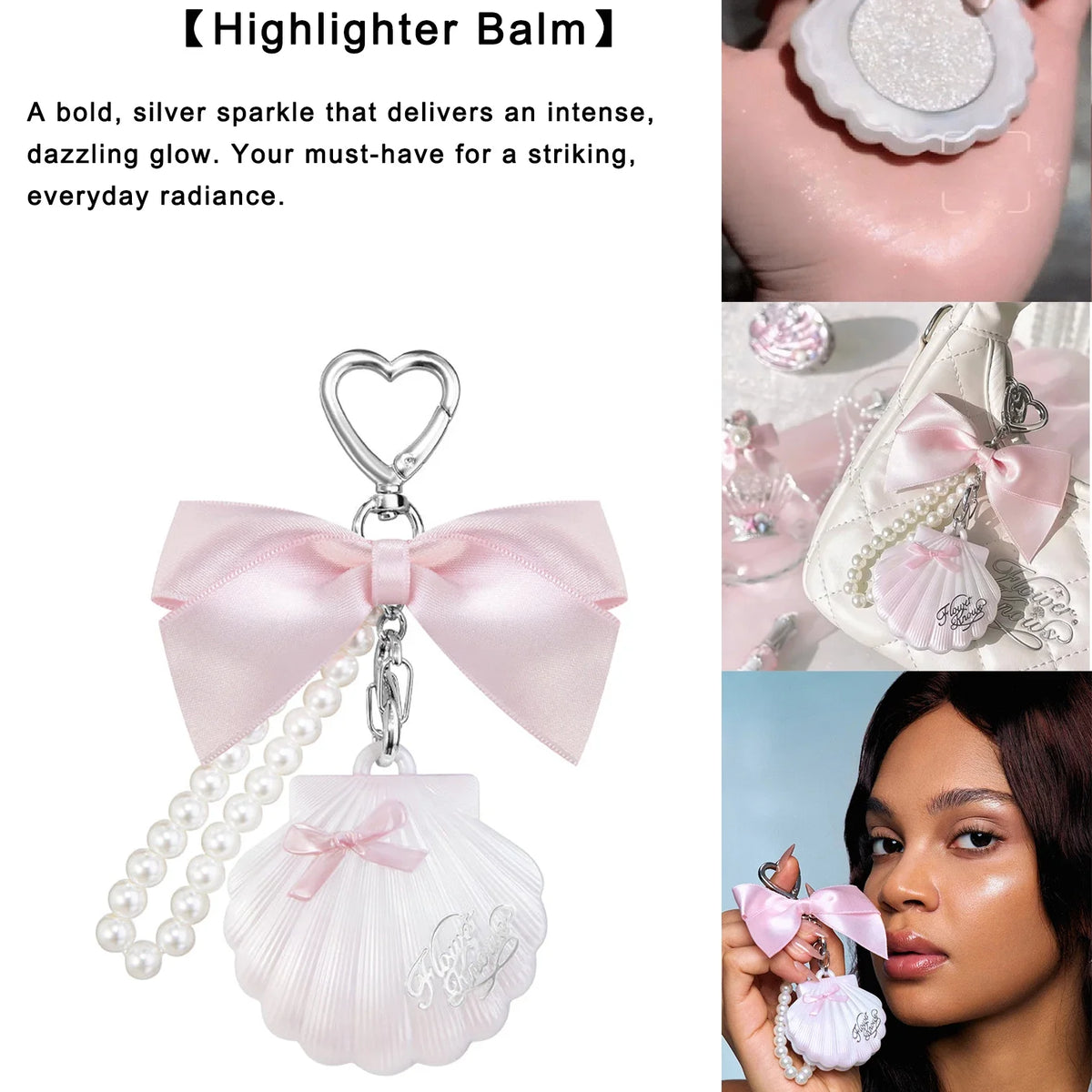Flower Knows Cupid Sweetie Bear Face Powder with Solid Perfume Highlighter Pendant Long Lasting Portable Scent Makeup Decoration