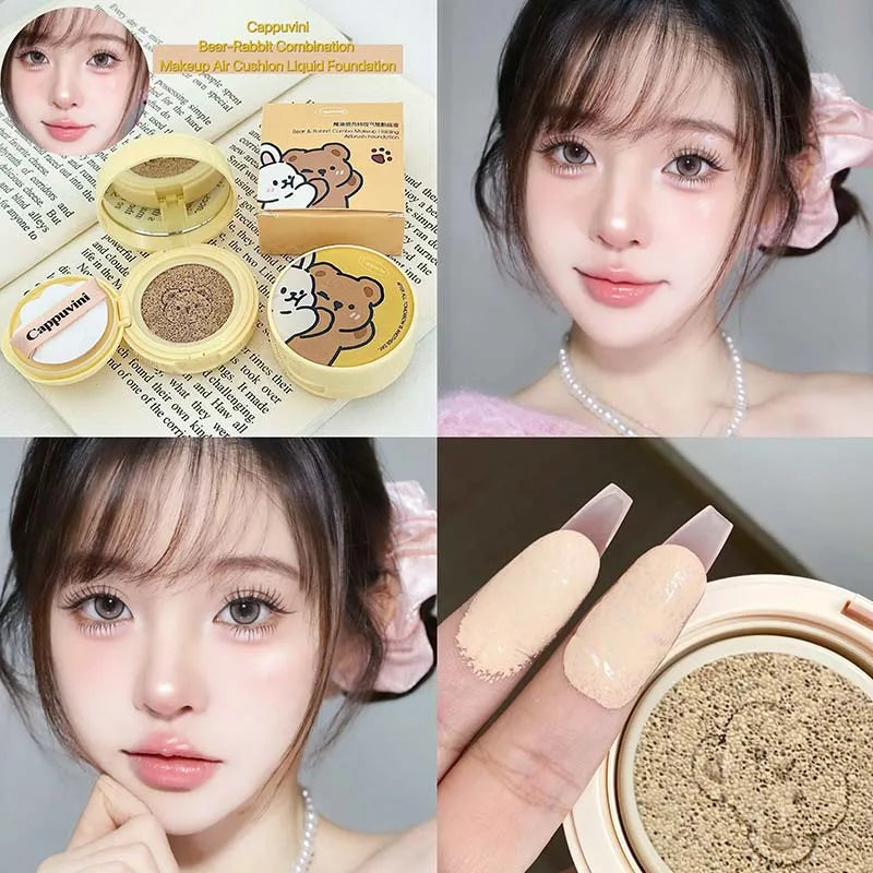 Moisturizing Concealer Air Cushion Foundation Cream Light Natural Waterproof Brighten High Coverage Base Makeup Cosmetics