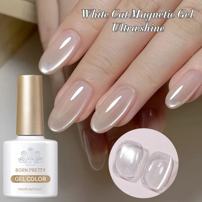 BORN PRETTY 10ml Fruit Purple Grape Cat Magnetic Gel Nail Polish 2025 New Whitening Guava Glass Beads Varnish Nail Supplies
