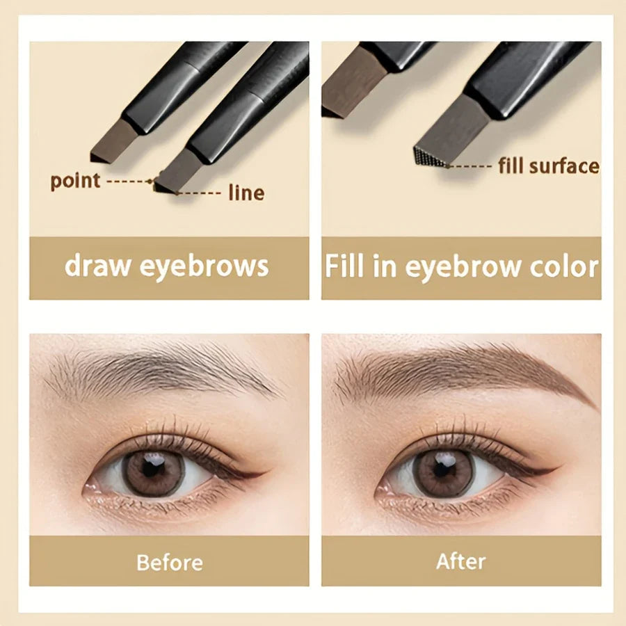 Waterproof Matte Eyebrow Pencil with Brush - Brown Long-Lasting