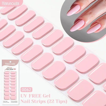 22strips UV Free Nail Gel Strips Loving Heart Gel Polish Nail Sticker Curing-free Adhesive Stickers for Nails Long Lasting Wrap