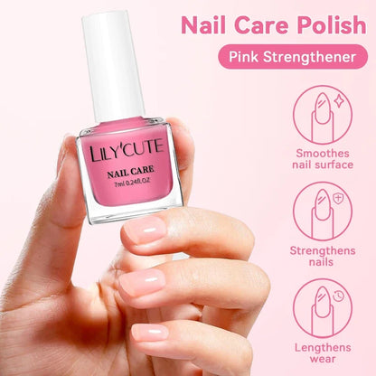 LILYCUTE 7ML Nail Care Polish Milky White Pink Strengthener Effect Long Lasting Care Polish Varnish Fast Drying No Need Lamp