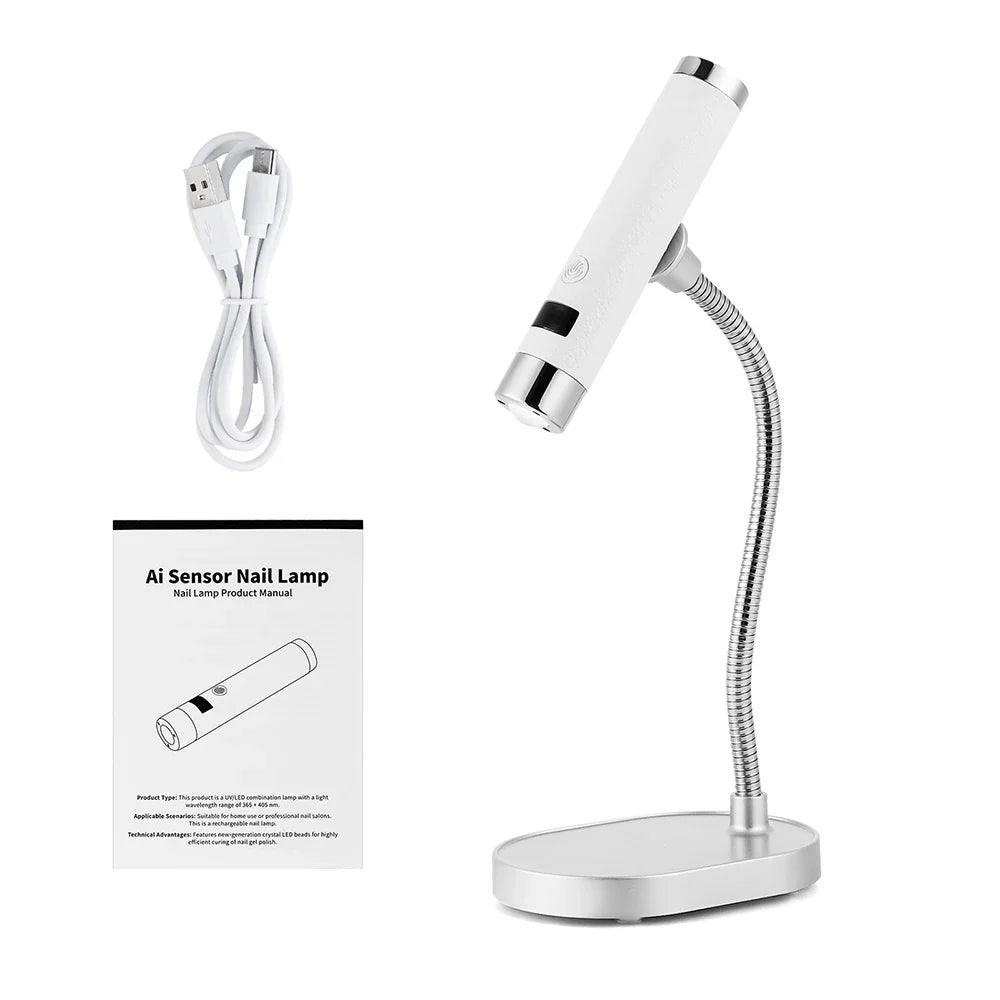 Portable Nail Dryer Light UV Nail Lamp Rechargeable Gel Nails Lamp With Flexible Hose  LED Therapy Light Nail Art Tools