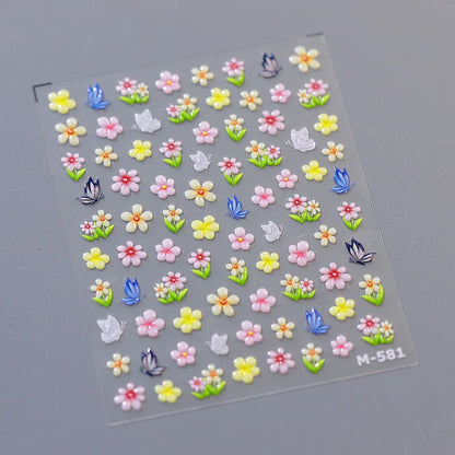 1pcs Dream Flower Window Shell Light Nail Art Stickers Japanese Flower Self Adhesive Stickers Press On Nails Decoration Decals