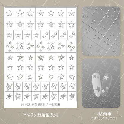 Kaniu Transparent Hollow French Nail Stickers Snowflake Starry Design Nail Art Decal Self-Adhesive Manicure Stencil Template